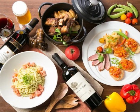 Premium Marche AZUL TERRACE~アズール~の【特選牛ロース付き!】クオリティー抜群のお料理+2時間飲み放題の贅沢プラン