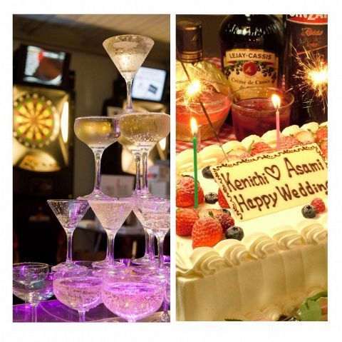 Darts Cafe TiTO天神のお1人様3,500円【貸切30名～ウエディングケーキ＆シャンパンタワー付プラン】