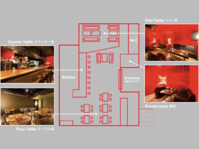 MANUQA（マヌーカ） ～久留米 貸切パーティー×結婚式二次会～のフロア1のメイン画像-店内レイアウト図