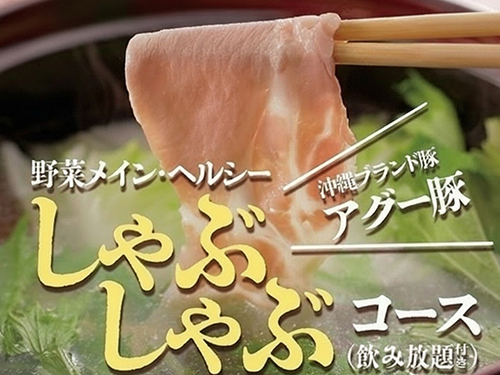 沖縄居酒屋 ジャンカラ横丁 那覇国際通り本店の貸切/2H飲み放題付き あぐー豚のしゃぶしゃぶプラン