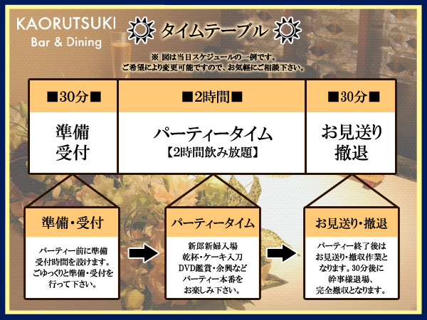 KAORUTSUKIの店内・設備案内-大宮で結婚式二次会ならKAORUSTUKI