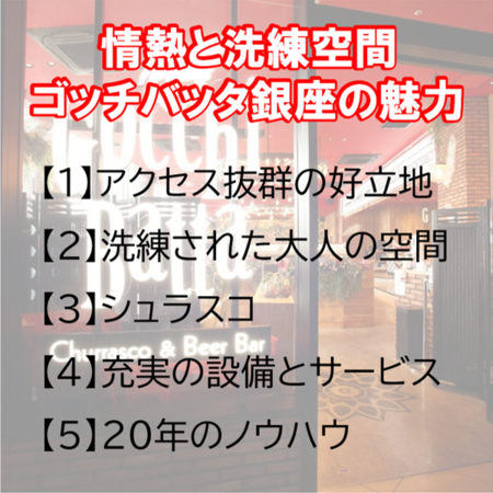 シュラスコ＆ビアバー ゴッチバッタ 銀座の5つの魅力のメイン画像