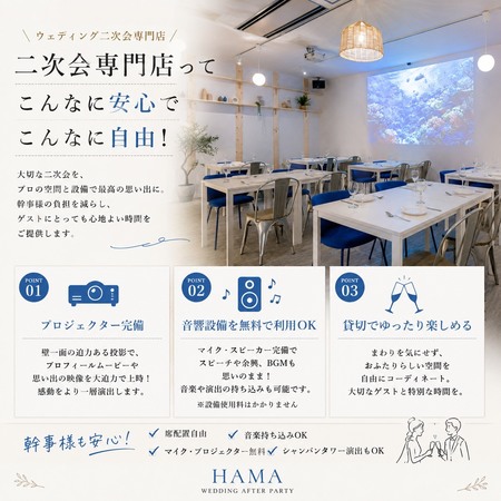 ウェディング二次会専門店 HAMAの二次会専門店魅力