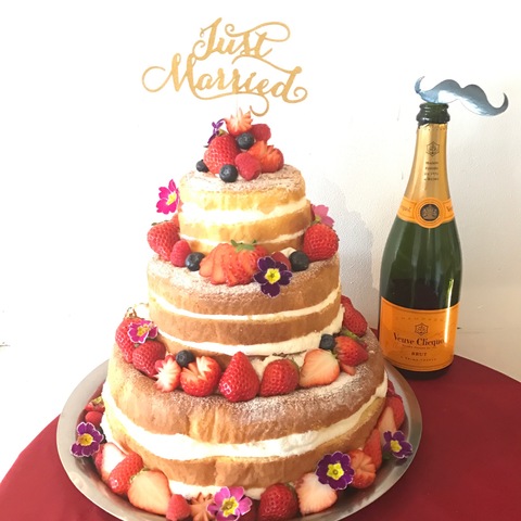 鴨川を眺めるウエディング SMILE GARDENの料理・施設等のイメージ画像7-人気の3段ネイキッドケーキもベリーたっぷり