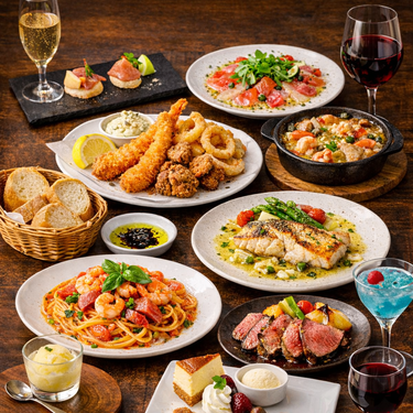 THE COMMA，Italian Terrace NAMBAの旬な食材を使用した満足フルコース　￥6000