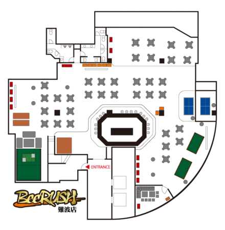 BeeRUSH ミナミ店の店舗レイアウトのメイン画像